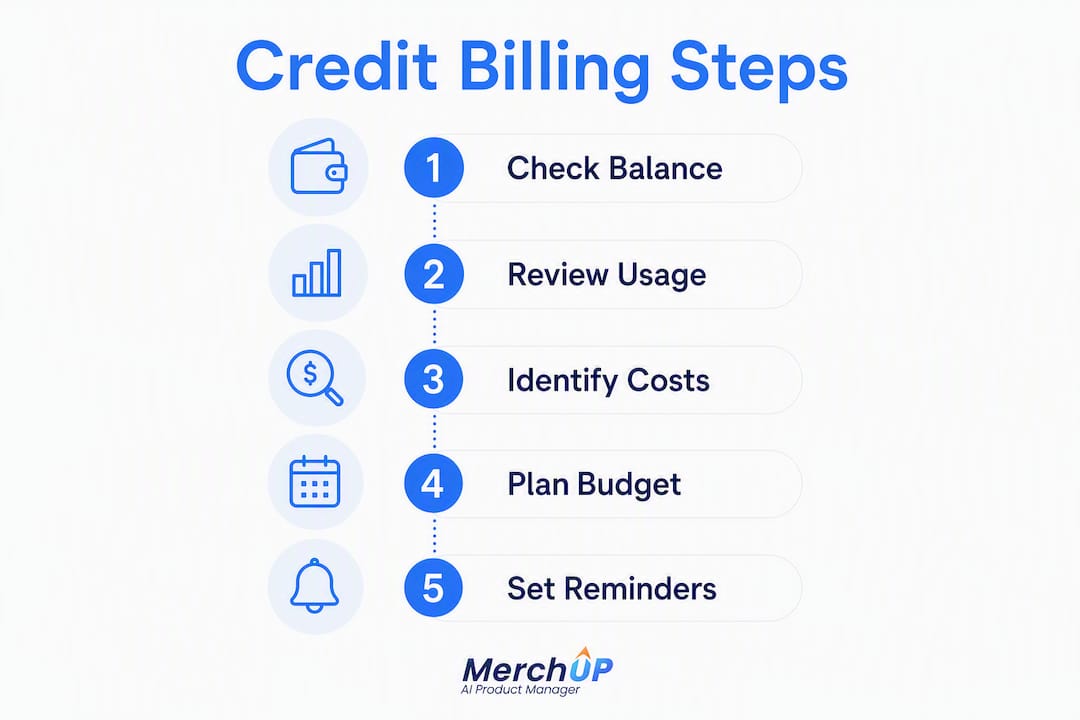 Infographic detailing credit billing steps for ecommerce