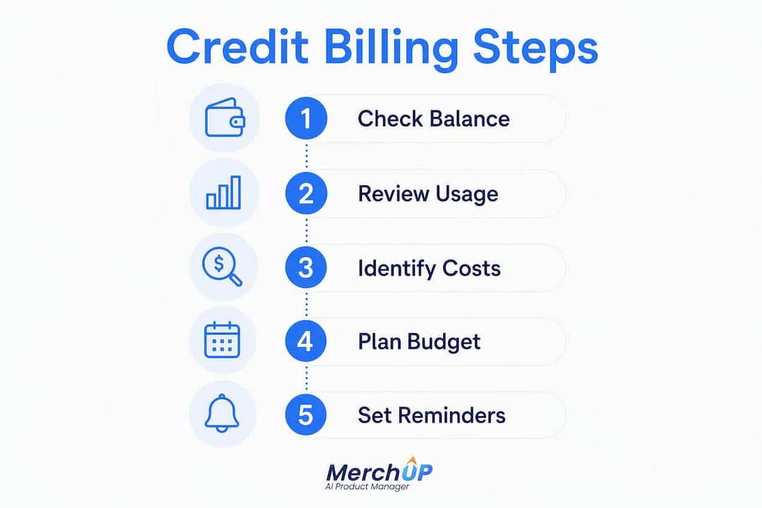 Infographic detailing credit billing steps for ecommerce
