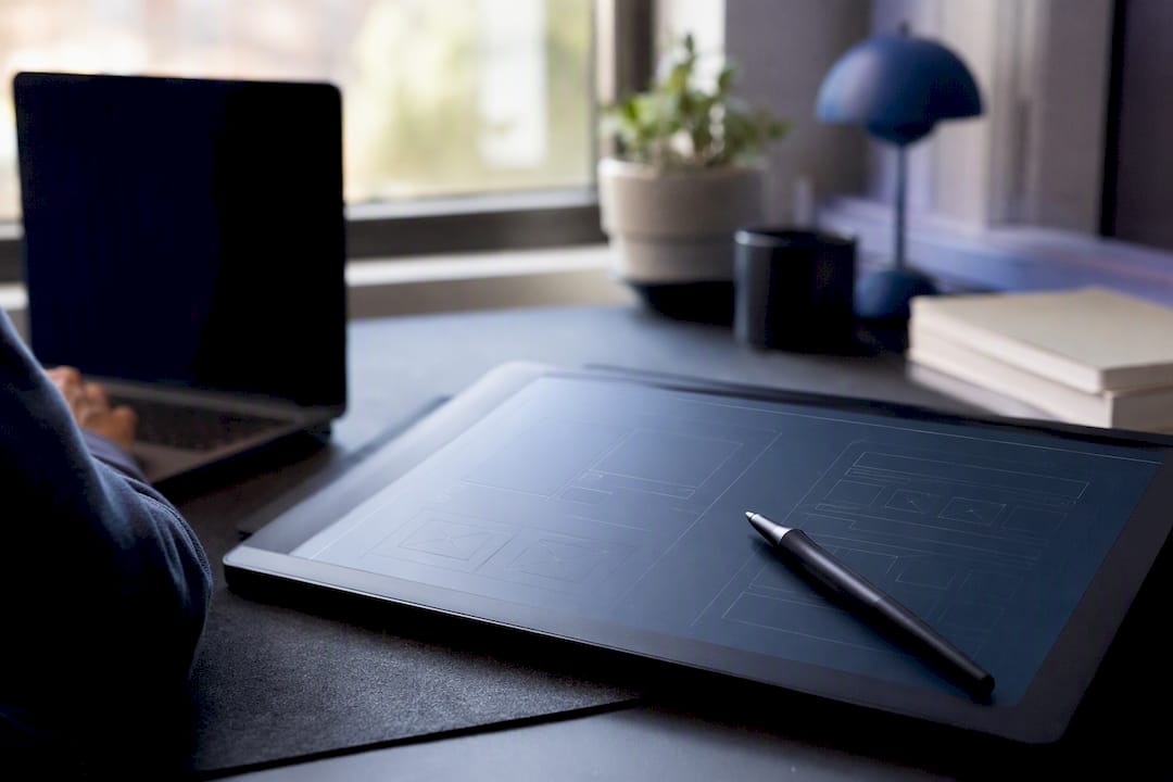 Close-up of digital layout tools for product pages