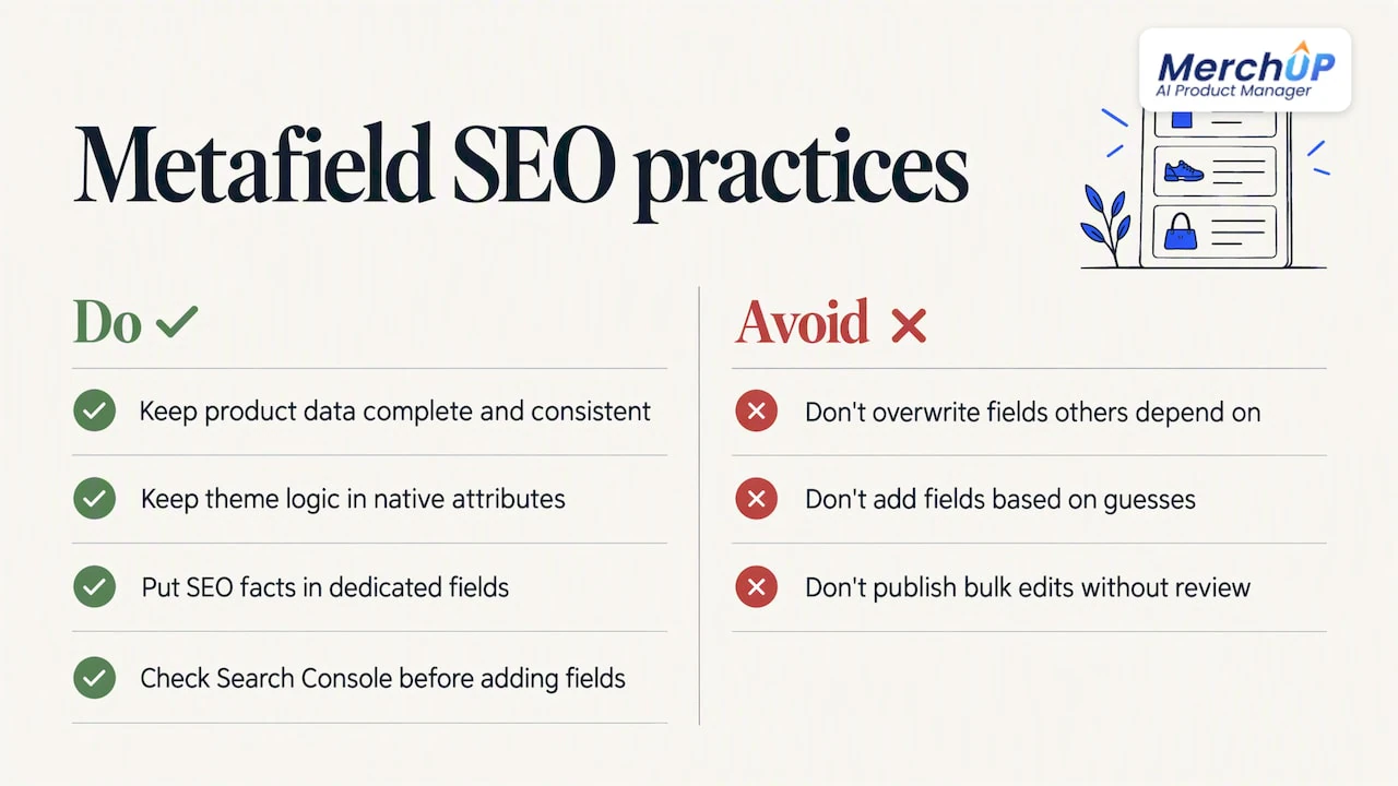Our view: metafields are data hygiene, not an SEO shortcut — overview diagram