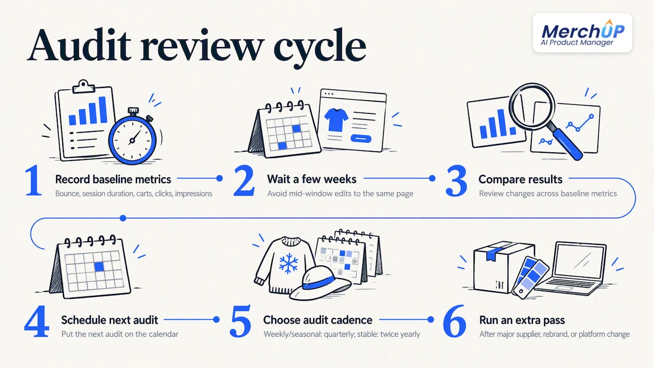 Baseline and follow-up product page metrics