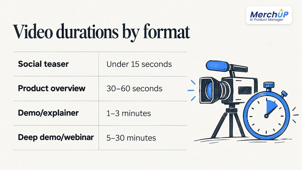 Relative durations for four product video formats