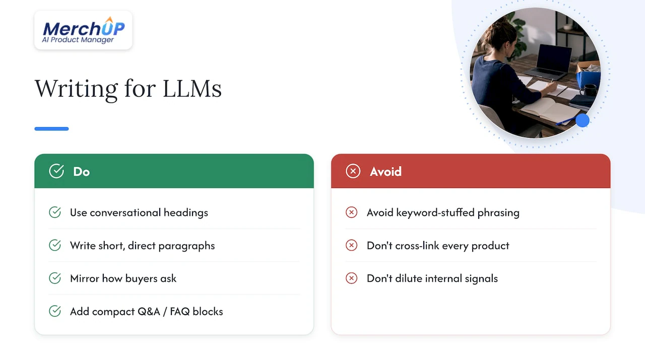 Writing product pages for LLMs and AI search — overview diagram