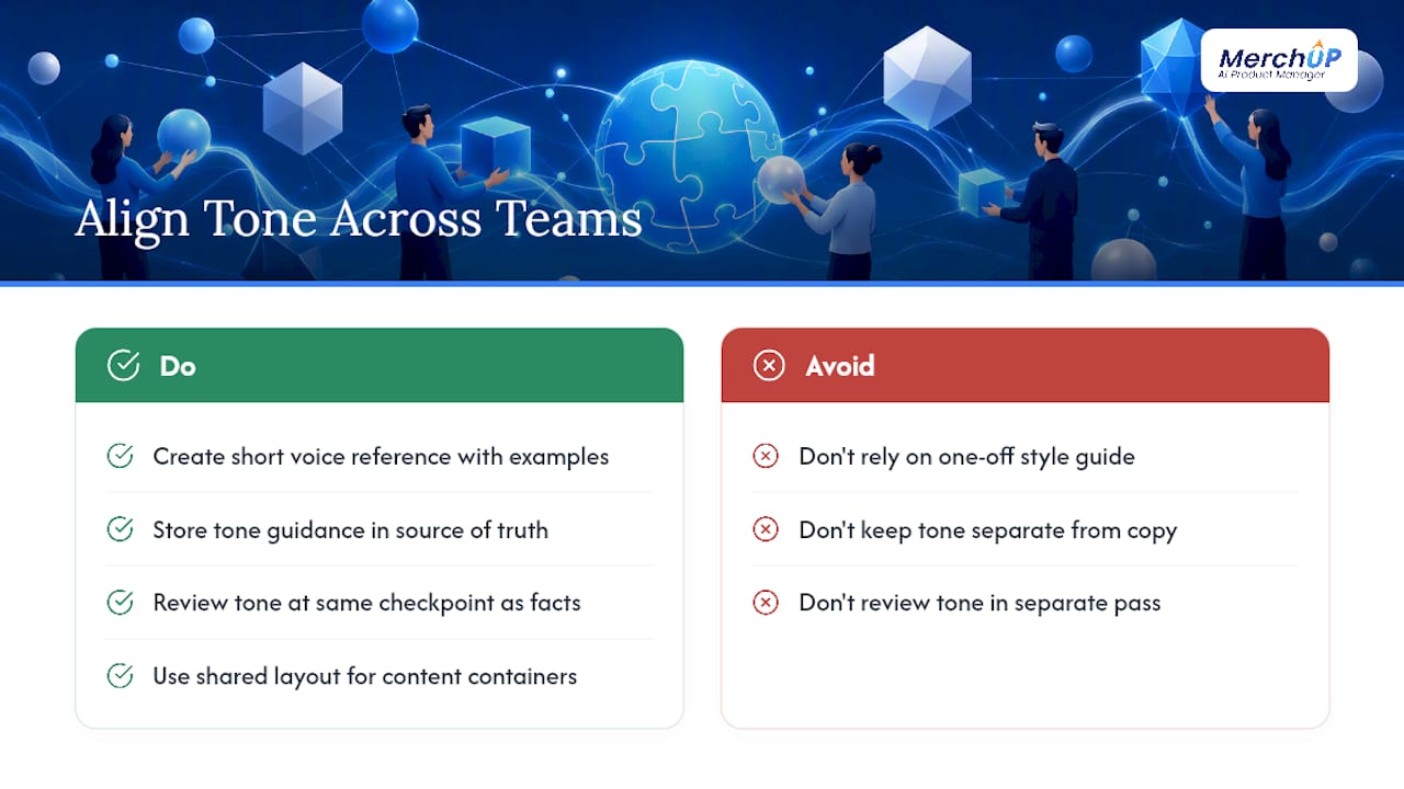 How do you align product copy tone and brand voice across teams? — overview diagram
