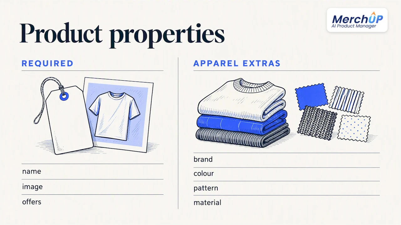 Apparel product attributes shown as icons