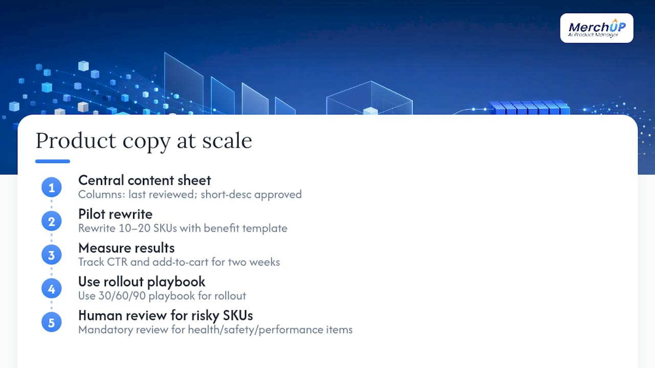 The part most guides skip about product copy at scale — overview diagram