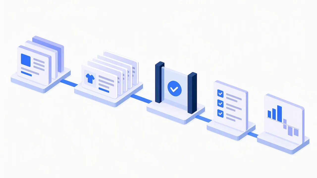Four-stage governance workflow for product content